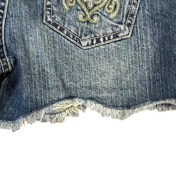 Industrial Cotton Womens size 11 Cut off Denim shorts Scalloped Hem - Picture 7 of 7